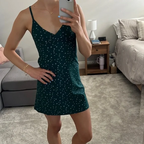 Brandy Melville Green Floral Mini Dress Brandy Melville Green Floral Mini Dress